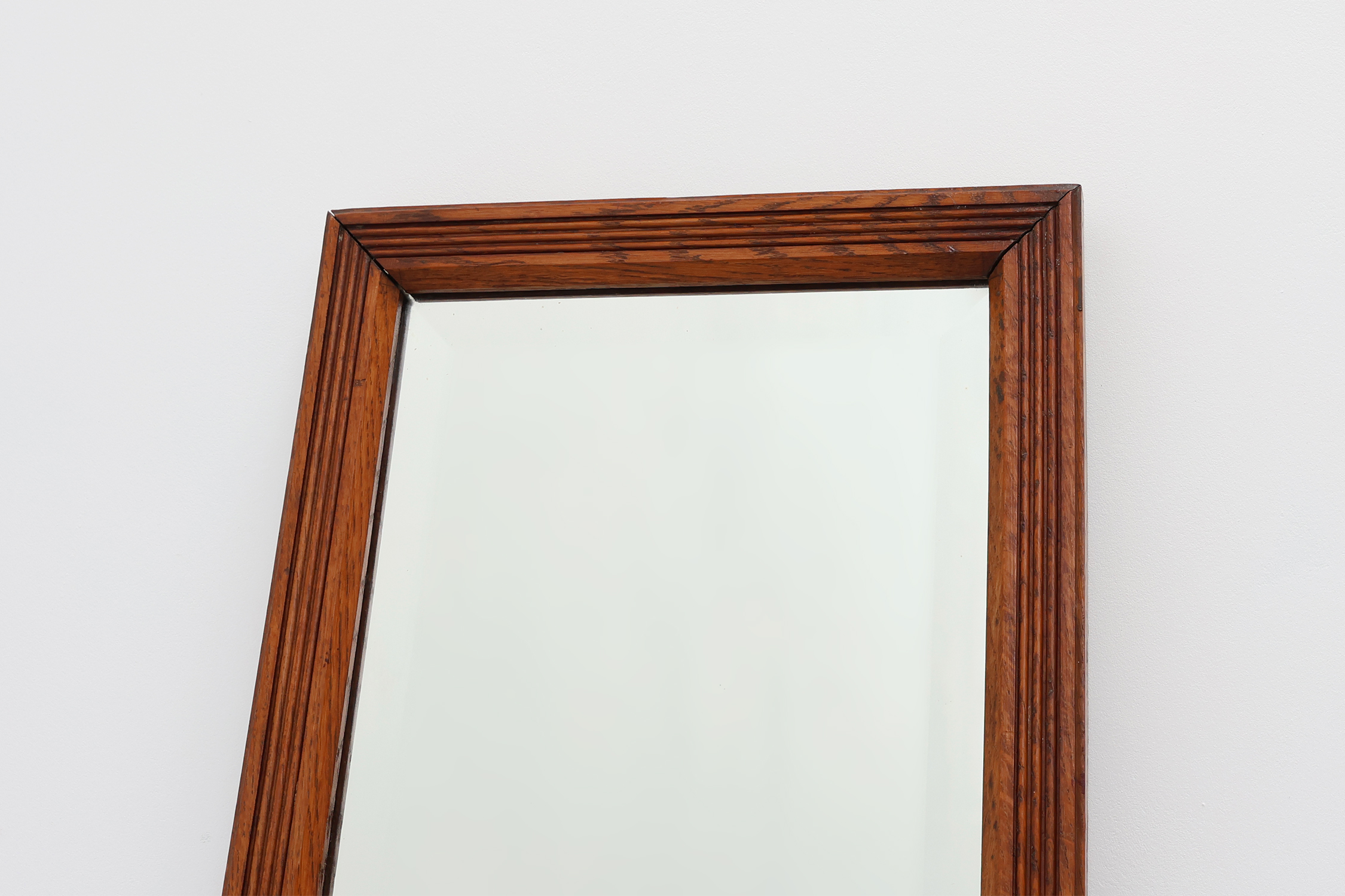 French Art Deco mirror with carved oak wooden frame, ca. 1930thumbnail